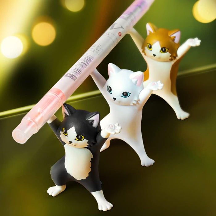 3 Pcs Dancing Cat Decorative Idol Figurines, for Home Decor, Gifting, Car Dashboard, Showpiece, Living Room Statue, Cat Gifts for Cat Lovers, Pen Holder Office Desk (Random Color)