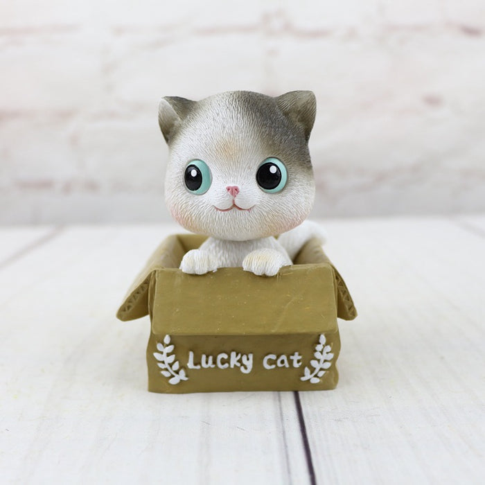 Bobble Head Shaking Cat, Ideal for Car Dashboard Miniature Decorative Figurines Decor for Living Room Decoration, Home, Office