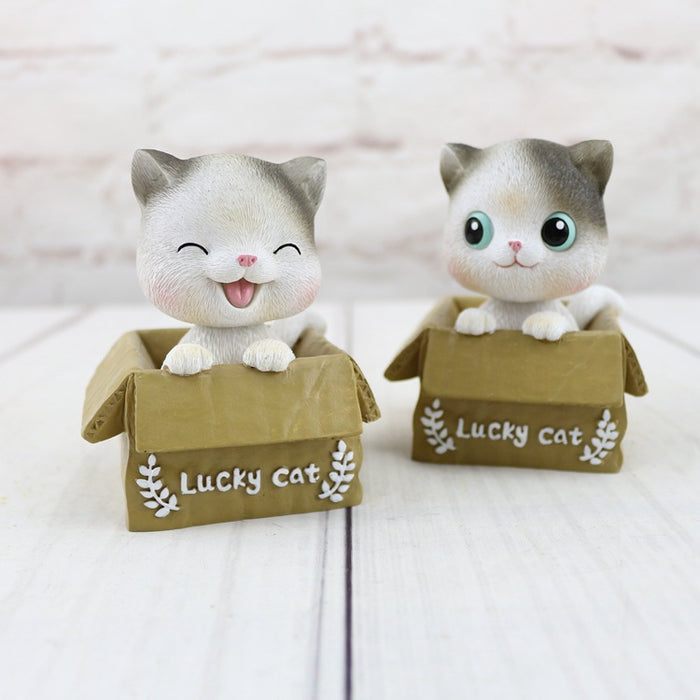 Bobble Head Shaking Cat, Ideal for Car Dashboard Miniature Decorative Figurines Decor for Living Room Decoration, Home, Office