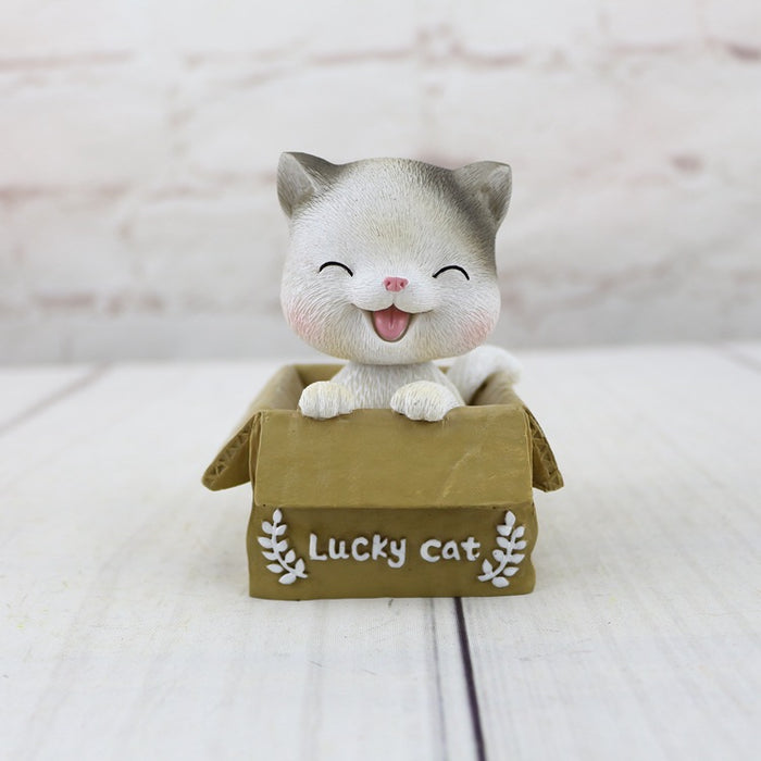 Bobble Head Shaking Cat, Ideal for Car Dashboard Miniature Decorative Figurines Decor for Living Room Decoration, Home, Office