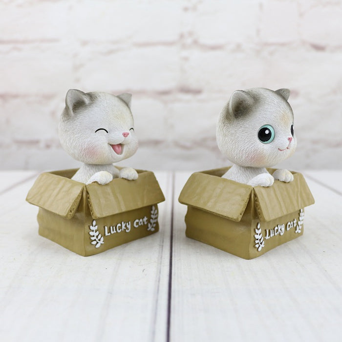 Bobble Head Shaking Cat, Ideal for Car Dashboard Miniature Decorative Figurines Decor for Living Room Decoration, Home, Office