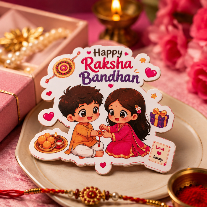 12 pcs  Raksha Bandhan MDF Cutouts (2 to 3 inches ) | 6 Assorted Designs × 2 Each | Decorative Craft Embellishments for Rakhi Hampers, Gift Boxes & DIY Projects