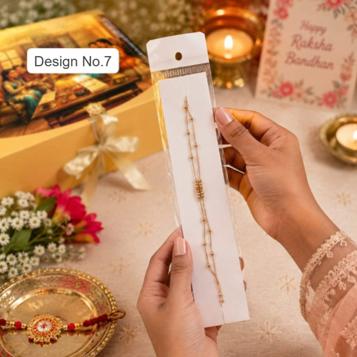 1 Pcs Elegant Gold Pearl Layered Bracelet Rakhi for Women | Adjustable Lumba Rakhi Bhabhi Rakhi Bracelet