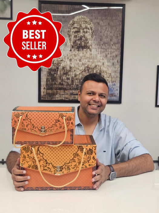 Premium Peti Decorative Cardboard Gift Box with Handle | Festive & Wedding Hamper Packaging