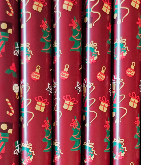 10 Pcs Gift Wrapping Christmas Theme Printed Wrapping Paper Sheets With Christmas Stickers for Birthday Packing, Christmas Gifting, wedding Wrapping Paper Set to wrap gifts,Events(Pack of 10)(31 x 19 inch)(Red)