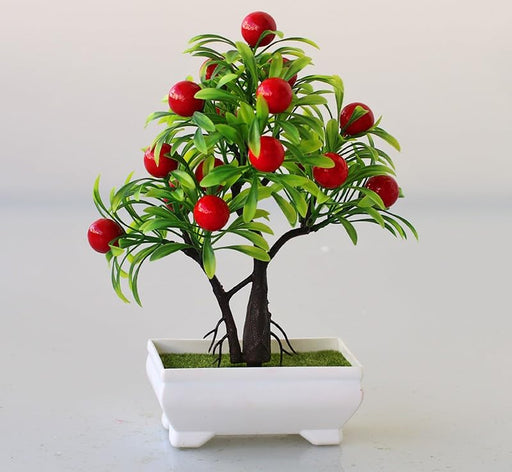 1 PC Artificial Bonsai Fruit/Vegetable Plant with Pot, Artificial Flower Decoration for Home Decor, Garden, Balcony, Resturants, Cafes, Table Piece, Center Piece(Pack of 1) (Plastic)