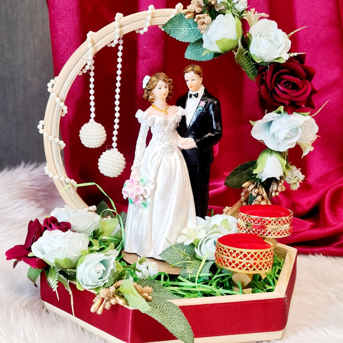 HETADHYA Metal Basket WITHOUT Decoration| Gifting TREY / Ring Ceremony Tray  Platter - 8