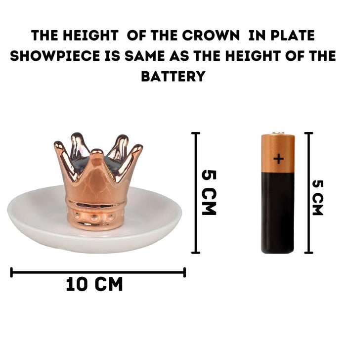 1 Pcs Crown in Plate Ceramic Ring Holder Jewellery Holder Showpiece for Home Decor, Statue, Living Room, Decorative Gift Item, Table Decor,Centre Piece,Diwali Decor (Pack of 1)