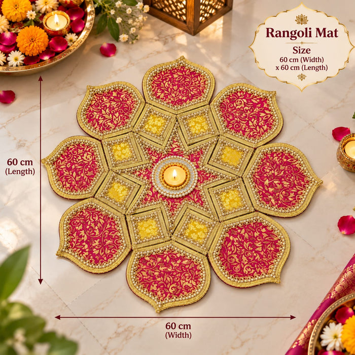 Traditional Fabric MDF Rangoli Set With Diy Abhla Kit, Decorative Diwali Rangoli ,Festive Home Décor & Pooja