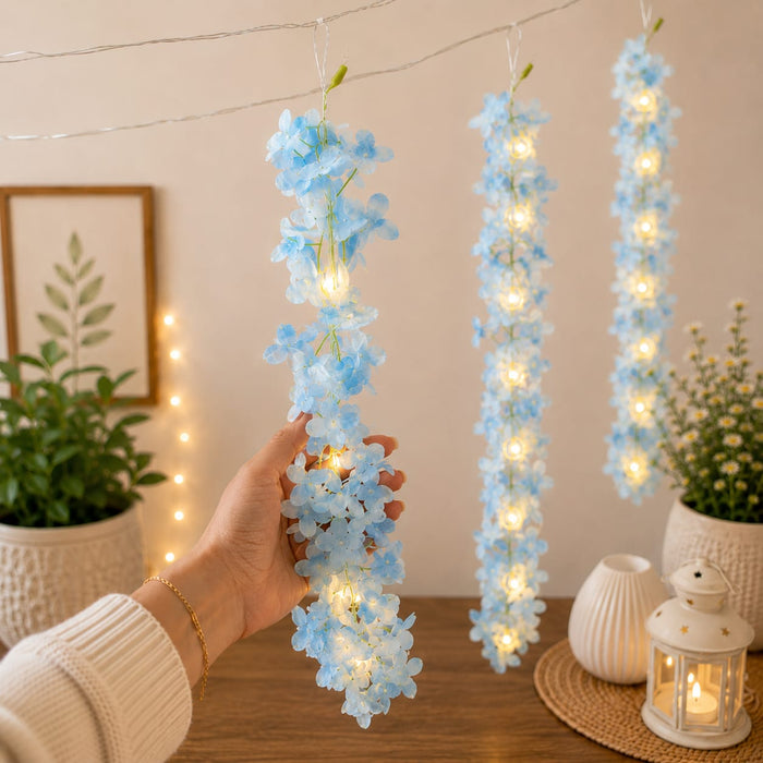 (DESIGN NO.7) 1 pcs Flower String Lights 3 Meter | 10 Flower Line Decorative LED Fairy Lights | Floral Hanging Lights for Home, Balcony & Festive Decoration