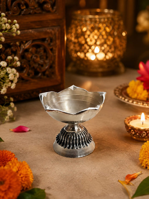 4 Pcs Metal Lotus Diya Urli  | Traditional Decorative Oil Lamp for Pooja, Home & Festive Décor | 2.5 Inch Width × 2 Inch Height