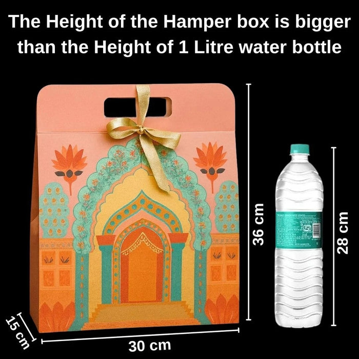 Affordable peach Rajwadi hamper Multipurpose Decorative Folding Paper Cardboard Box DIY Box for Gift Hamper, Diwali Gifting, Wedding gifing (Small)