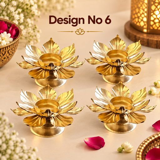 (Design No.6) Candle Holder metal Lotus Tealight holder Metal Stand for Wedding Give Aways Home Decor Candle Holder Diwali decoreSet.