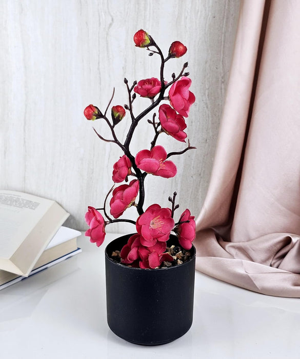 1 Pc Artificial Blossom Flower Stick with Plastic Pot Flower Pot for Home Decor, Living Room, Gifting, Table Top, Showpiece, Balcony, Raksha Bandhan Gifting(Pack of 1)(with Pot)