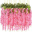 12 Pcs (43.2 inch) Artificial Wisteria Vine Ratta Fake Wisteria Hanging Garland Silk Long Hanging Bush Flowers String for Home Decor,Valentine's Day Decoration(Pack of 12, Light Pink)