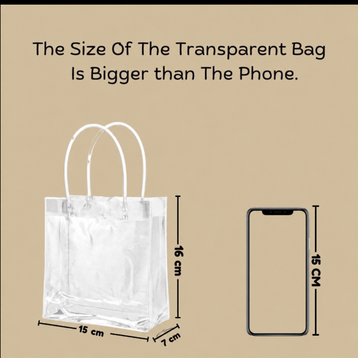 Small Transparent PVC Plastic Bag Goodie Bags With Handle Gift bag, Carry Bags, gift bag, gift for Gifting, Return Gifts, Birthday, Wedding, Party, Festivals, Events(Small)(16 x 15 x 7 cm)