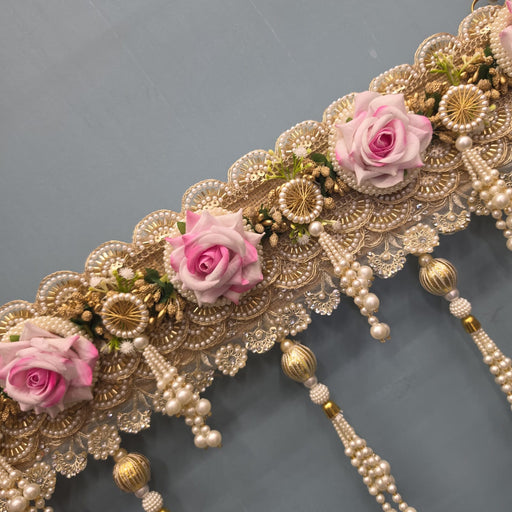 (Design No.4) 1 pcs Premium Floral Designer Door Hanging Toran 4blob:https://web.whatsapp.com/b2c3522e-3691-4d46-b364-694f61fe44412 Inch | Pink Rose & Pearl Embellished Bandhanwar | Elegant Festive Door Decor