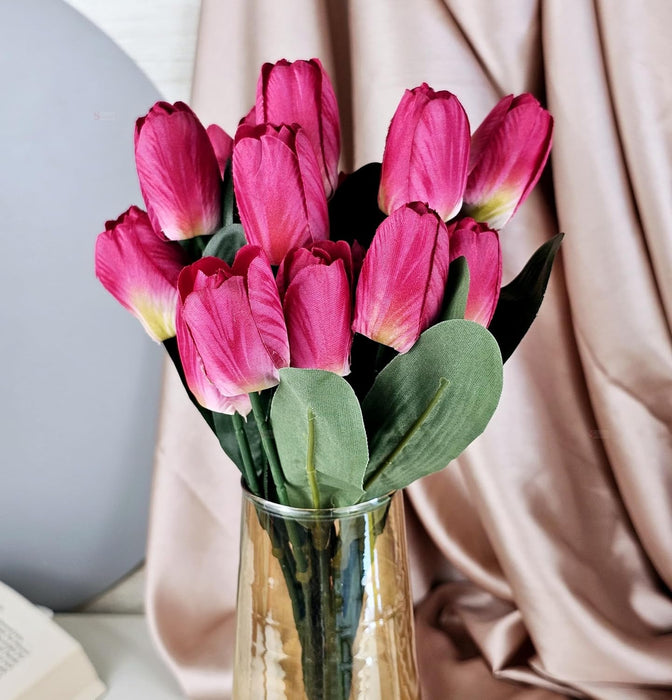 1 Bunch Artificial Tulip Lily Flower Sticks for Home Decor, Bedroom, Office, Living Room, Table Decor, Rakshabandhan Fetivals & Anniversary Decoration (without Vase Pot)