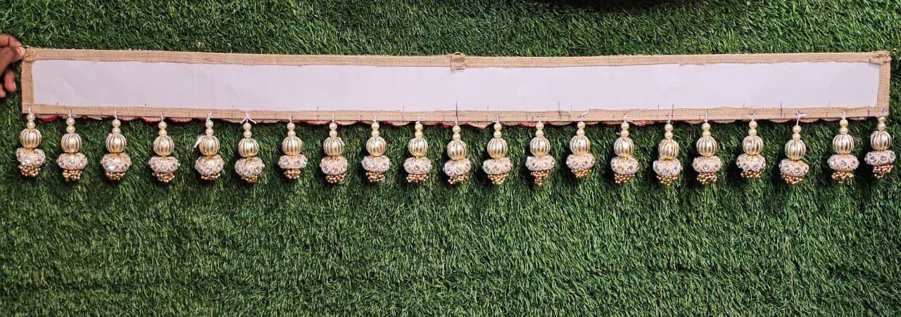 (Design No.5) Premium Designer Door Hanging Toran 40 Inch | Red Elephant Embroidered Bandhanwar with Pearl Tassels | Festive Door Decor