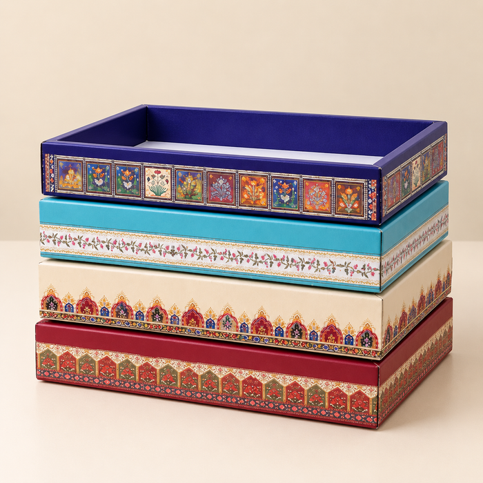 Multipurpose Decorative Viral Folding Paper Box (without net and Twister) Rectangle Cardboard Box DIY Tray for Gift Hamper, Gifting (Cardboard Folding Paper Box),Room Hamper,Wedding Hamper