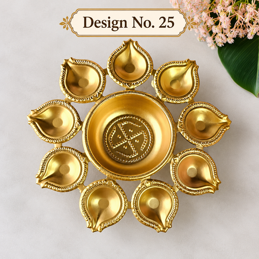 Decorative Round Gold Polish Decorative Urli Bowl Candle Holder for Home Decor,Mandir Decor,Diwali Decor, Floating Flowers,Candles Diya holder, Office,Table Decor, Entrance Decoration Item(Golden)