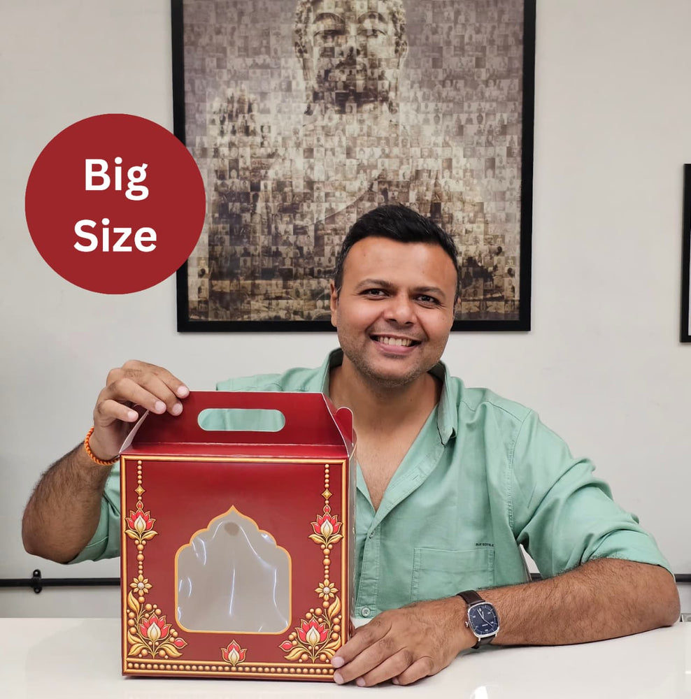 Big size Premium Red Gift Hamper Box with Window & Handle | 10×10×4 Inch Decorative Gift Packaging Box | Diwali, Wedding & Festive Gifting