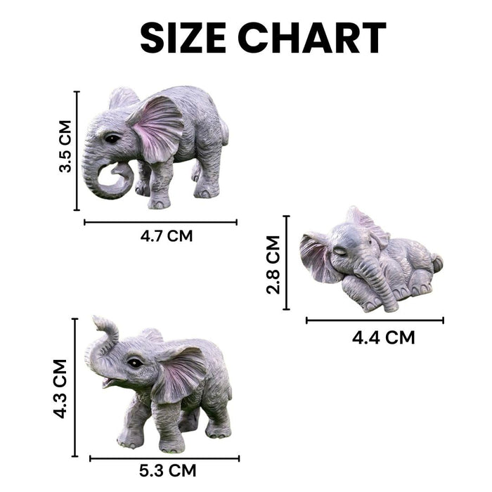 1 Set Elephant Miniature Set for Home Decor, Unique Gift,Bedroom, Living Room, Office Desk, Figurines, Shelf Decoration Items(3 Piece)