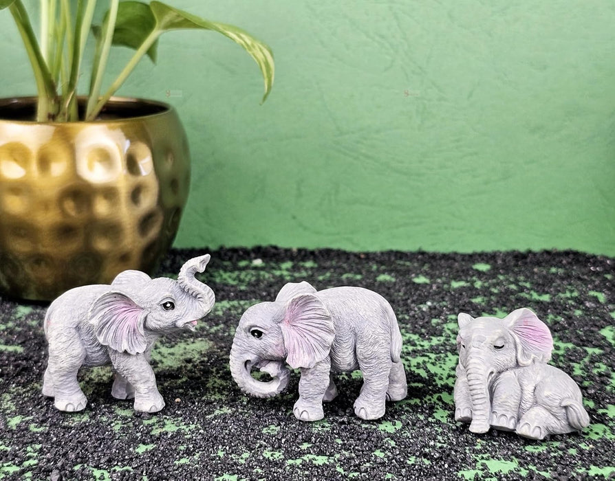 1 Set Elephant Miniature Set for Home Decor, Unique Gift,Bedroom, Living Room, Office Desk, Figurines, Shelf Decoration Items(3 Piece)