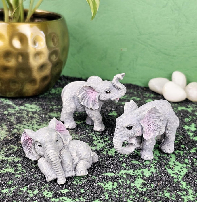 1 Set Elephant Miniature Set for Home Decor, Unique Gift,Bedroom, Living Room, Office Desk, Figurines, Shelf Decoration Items(3 Piece)