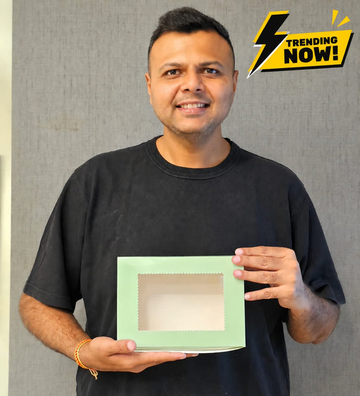 Paper Mailer Box with Window | Premium Gift & Bakery Packaging Box | Available in Peach & Mint Green L6 × H8.5 × W2 Inch