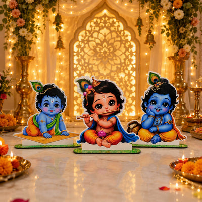 Janmashtami Mdf Cutouts with Stand | Perfect for Baby Shower, Janmashtami Decoration, Backdrop, Showpiece JSK