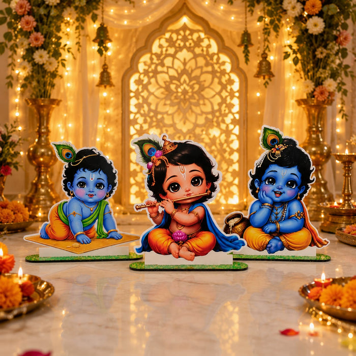Janmashtami Mdf Cutouts with Stand | Perfect for Baby Shower, Janmashtami Decoration, Backdrop, Showpiece JSK