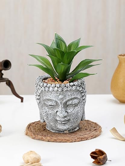 1 PC Mini Artificial Green Succulent with Aesthetic Ceramic Pot, Indoor Faux Flower Plant to Add Charm to Your Home Decor, Perfect for Gifting, Elegant Shelf, and Office Desk(Pack of 1)