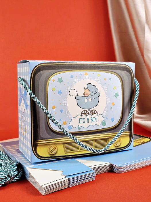 Tv shape Gift Boxes With Handle Gift Paper Boxes, Gift for Birthday Gifting, Gifts, Birthday, Party, Season's Greetings, Gift For Boy & Girl (Blue)