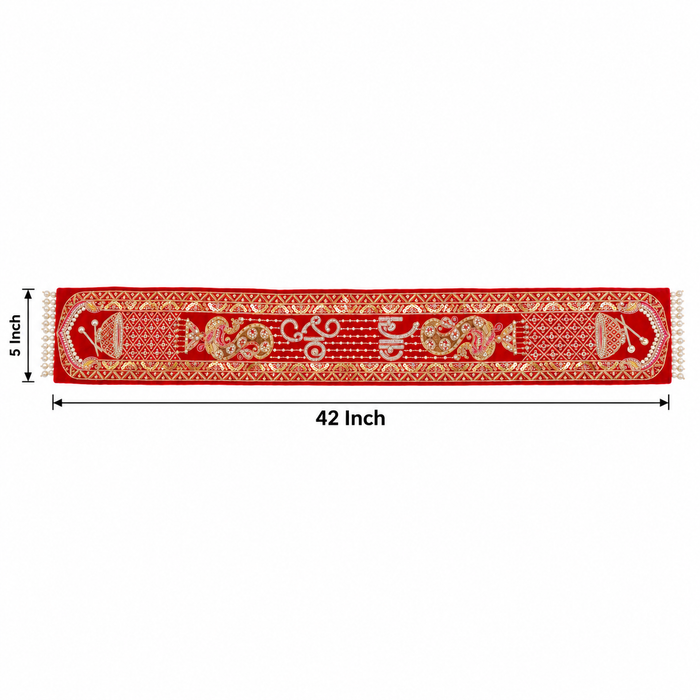 (1 Pcs )Designer Red Traditional Khes | Embroidered Wedding & Festive Khes | Traditional Shagun & Pooja Khes