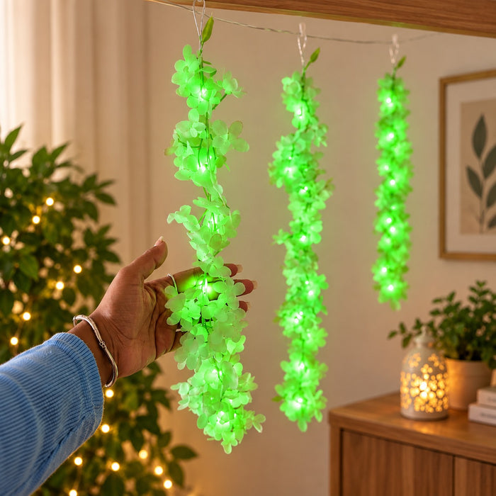 (DESIGN NO.6) 1 pcs Flower String Lights 3 Meter | 10 Flower Line Decorative LED Fairy Lights | Floral Hanging Lights for Home, Balcony & Festive Decoration