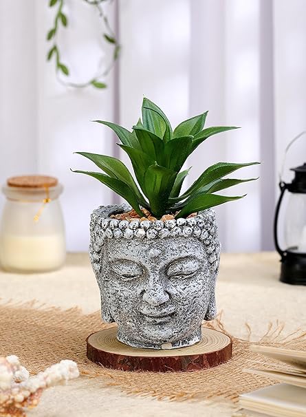 1 PC Mini Artificial Green Succulent with Aesthetic Ceramic Pot, Indoor Faux Flower Plant to Add Charm to Your Home Decor, Perfect for Gifting, Elegant Shelf, and Office Desk(Pack of 1)