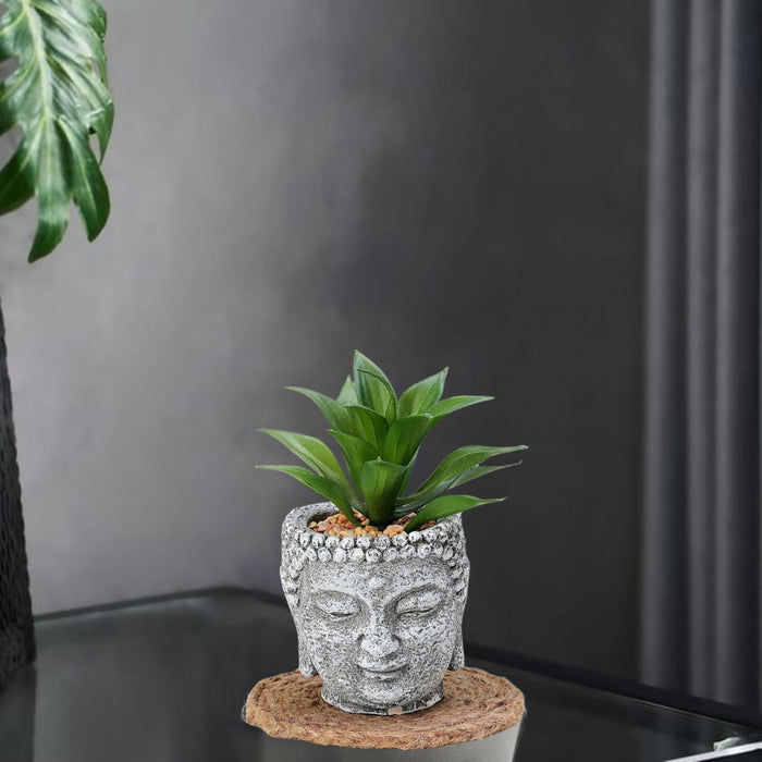 1 PC Mini Artificial Green Succulent with Aesthetic Ceramic Pot, Indoor Faux Flower Plant to Add Charm to Your Home Decor, Perfect for Gifting, Elegant Shelf, and Office Desk(Pack of 1)