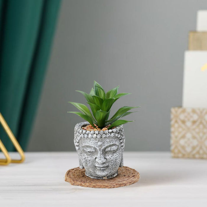 1 PC Mini Artificial Green Succulent with Aesthetic Ceramic Pot, Indoor Faux Flower Plant to Add Charm to Your Home Decor, Perfect for Gifting, Elegant Shelf, and Office Desk(Pack of 1)