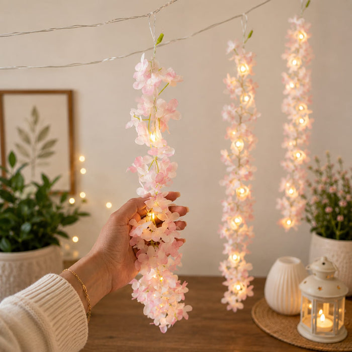 (DESIGN NO.7) 1 pcs Flower String Lights 3 Meter | 10 Flower Line Decorative LED Fairy Lights | Floral Hanging Lights for Home, Balcony & Festive Decoration