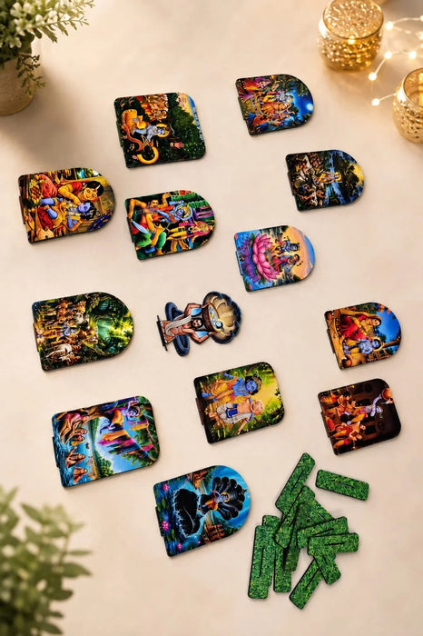 Janmashtami Special Combo | DIY Rangoli, Nadachhadi Hanging, Foldable Singhashan, Galgota Line, Jhula & 13-Pcs Krishna Jhanki Set