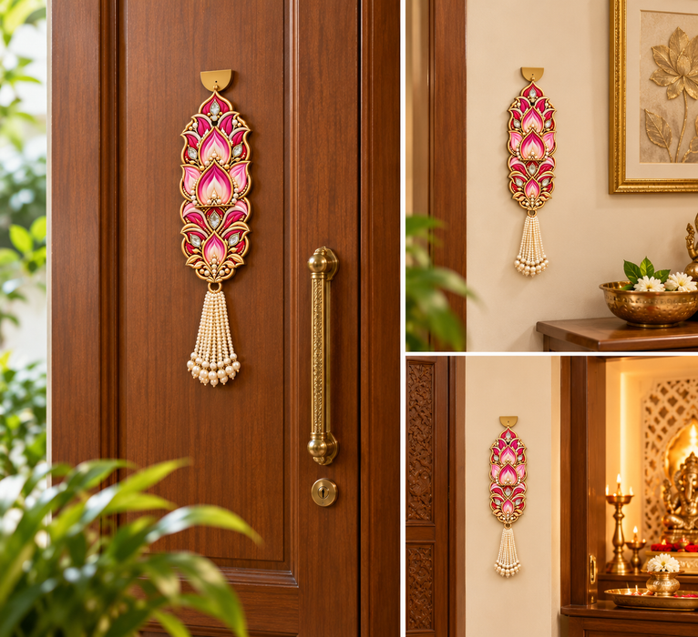 3D Look MDF Lotus Side Hanging with Hook – Festive Diwali Home Decor