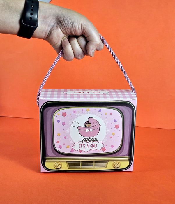 Tv shape Gift Boxes With Handle Gift Paper Boxes, Gift for Birthday Gifting, Gifts, Birthday, Party, Season's Greetings, Gift For Boy & Girl (Pink)