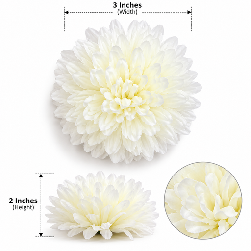 50 Pcs Artificial Chrysanthemum  big ball flower head | Realistic Decorative Flower for Home, Wedding & Festive Décor Diwali Decore