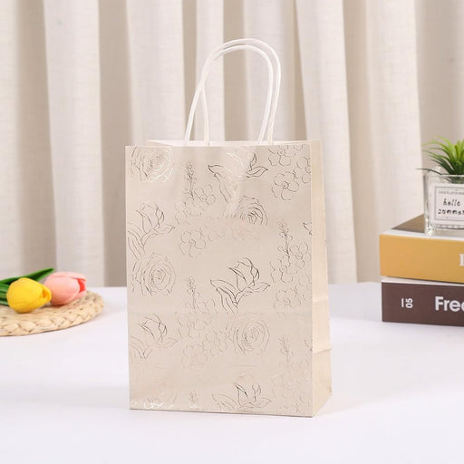 (Random Colour) Floral Print Gift Bags with Handle Gift Paper bag, gift For Gifting, marriage Return Gifts, Birthday, Wedding, Party, Season's Greetings (SMALL)