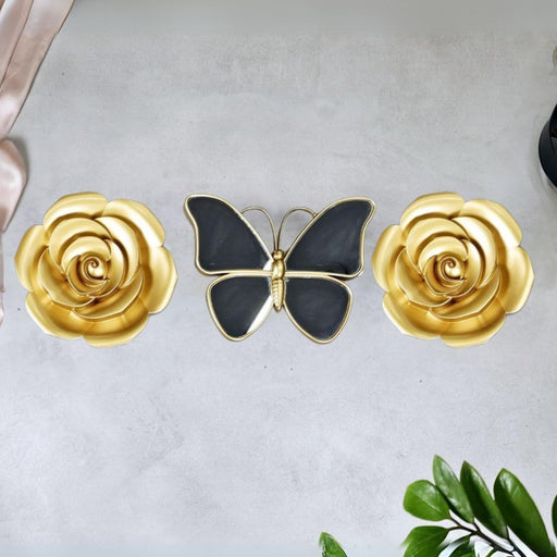 1 Set (3 Pieces) Flower Design Frame & Butterfly Design Mirror Frame Wall Hanging Showpiece for Decoration, showpiece for Home Decor, Office, Wall Decor Frame, Showpiece For Living Room, bedroom, Dining room