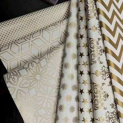 Golden Printed Gift Wrapping Paper Sheets Birthday Packing Materials Design Gift Paper sheet for Rakhi Gift Packing, Craft, book cover, Decoration Material, return gifts, covers, chocolate rapper (28 Inch x 19 Inch)
