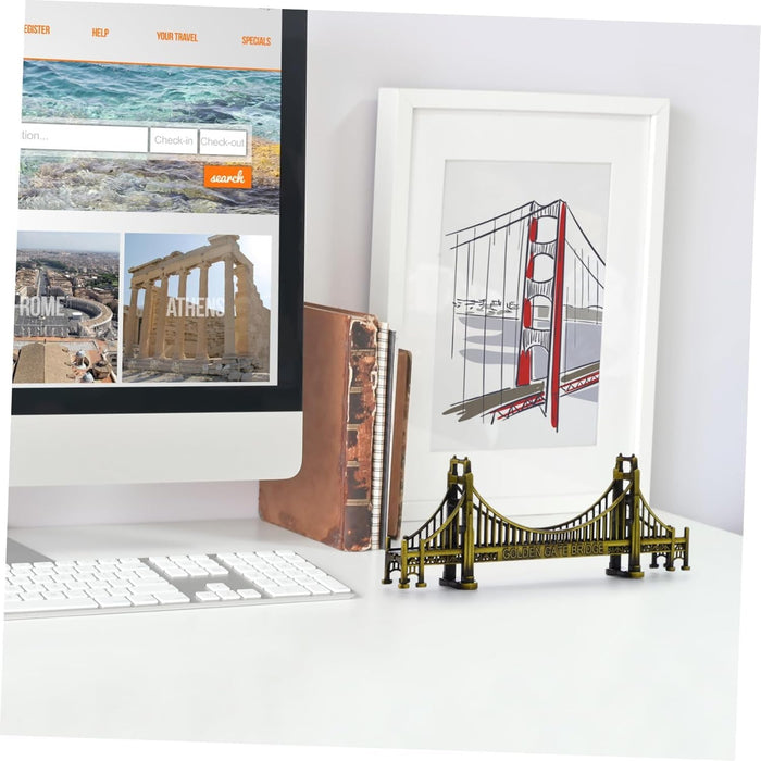 1 Pc Golden Gate Bridge Idol Statue for Decorative Showpeice for Home Decor, Living Room, Table Top, Desk Decor, Office Desk (Pack of 1)