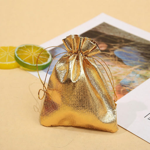 50 Pcs Non-Woven Drawstring Gift Pouch Bag, Premium Shiny Potli Bag for Chocolates, Dry Fruits, Jewellery, Coins, Return Gifts, Wedding, Birthday & Party Favour Packaging
