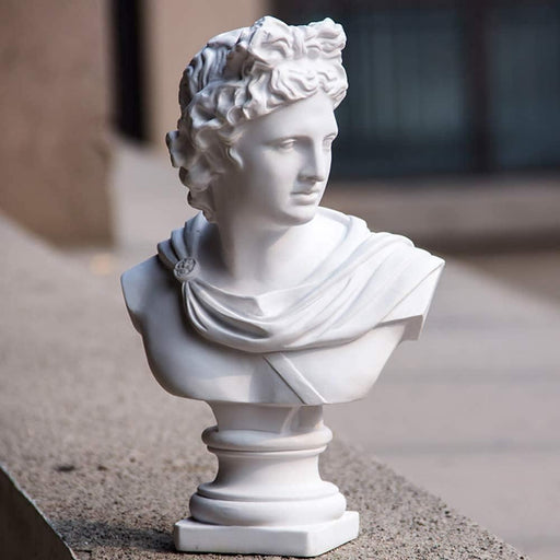 1 Pcs Mini Greek Roman Bust Statue with pillar | Apollo Resin Sculpture | Home & Office Desk Decor | Decorative Showpiece for Bedroom, Living Room, Bookshelf, and Art Lovers.